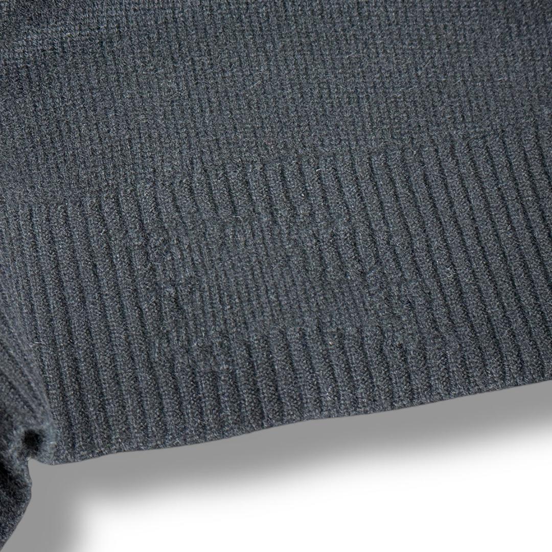 J6095新品バーバリーリブホースマークカシミヤ100％クルーネックニット黒XL