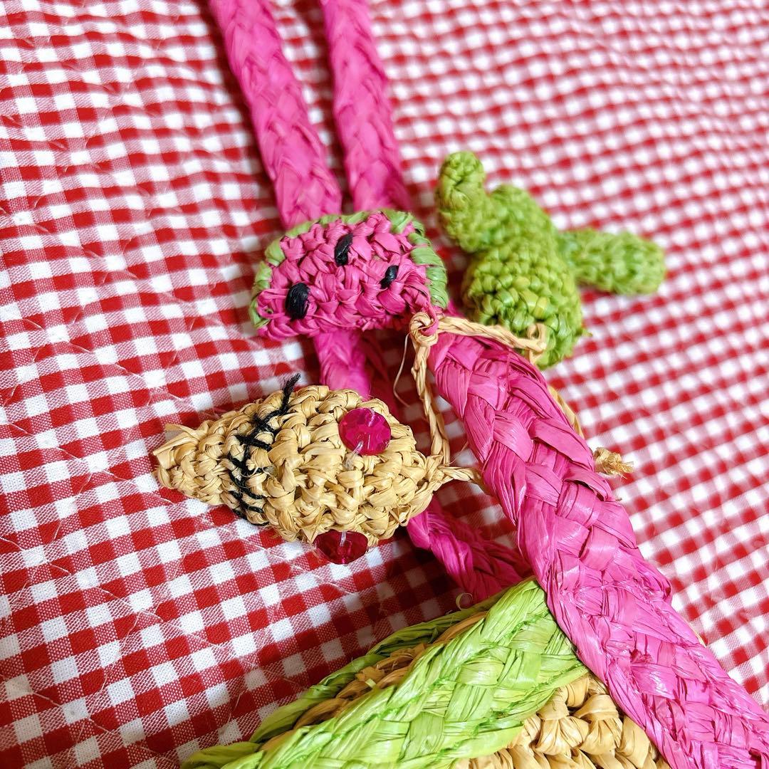 【新品未使用】ツモリチサト＊籠バッグ＊スイカ＊カラフル＊ビーズパール＊カゴバッグ