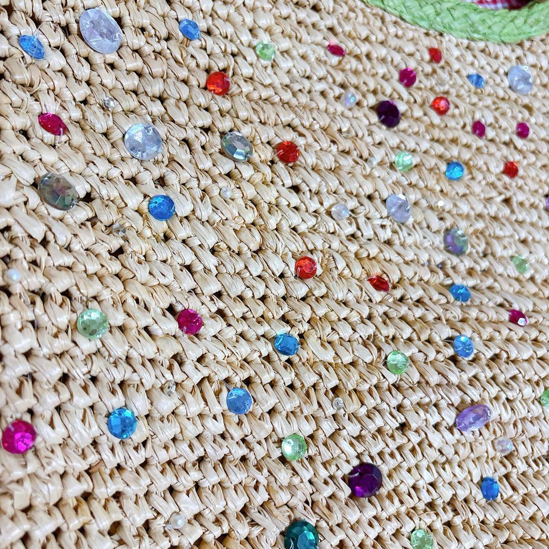 【新品未使用】ツモリチサト＊籠バッグ＊スイカ＊カラフル＊ビーズパール＊カゴバッグ