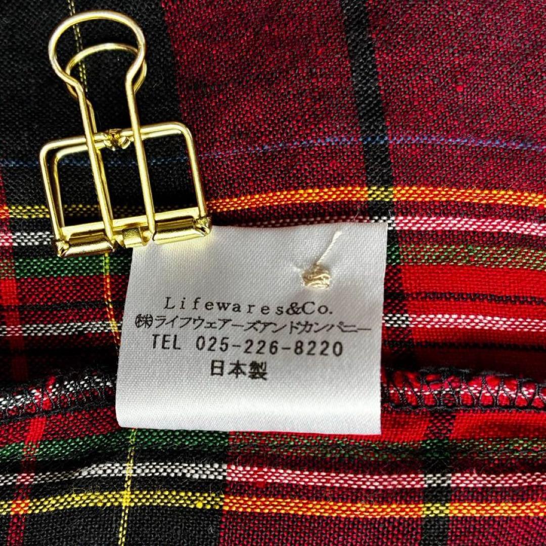 美品 アピースオブライブラリー リネン100 タータンチェック柄シャツワンピース