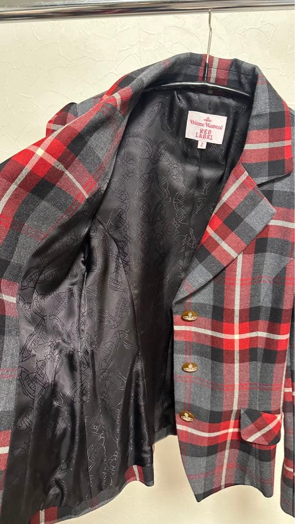 着用1度のみ　ヴィヴィアンレッドレーベルチェック柄テーラードジャケット サイズ2
