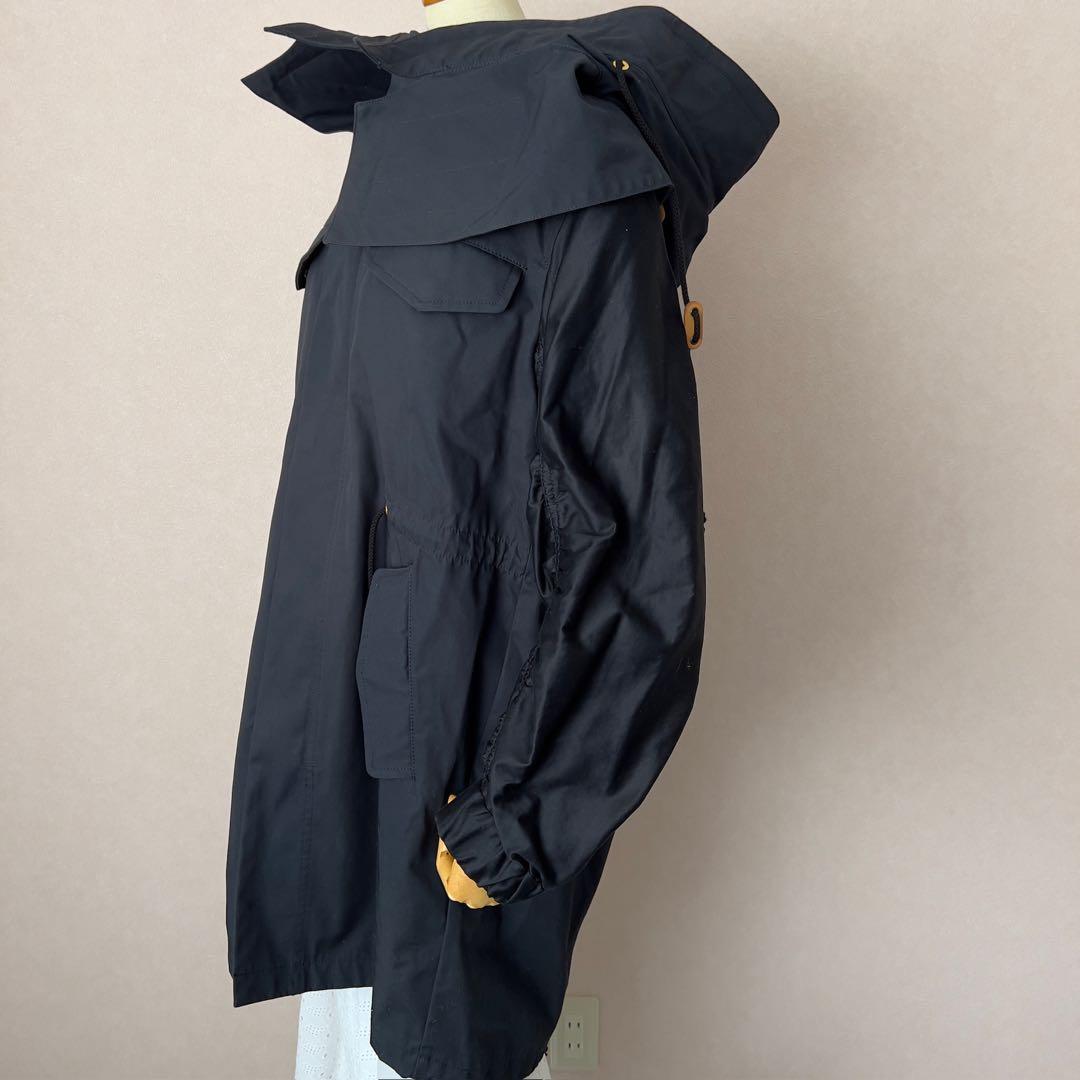 MUVEIL 花刺繍 モッズコート 金ボタン パンジー 蜂 ビジュー フード取外