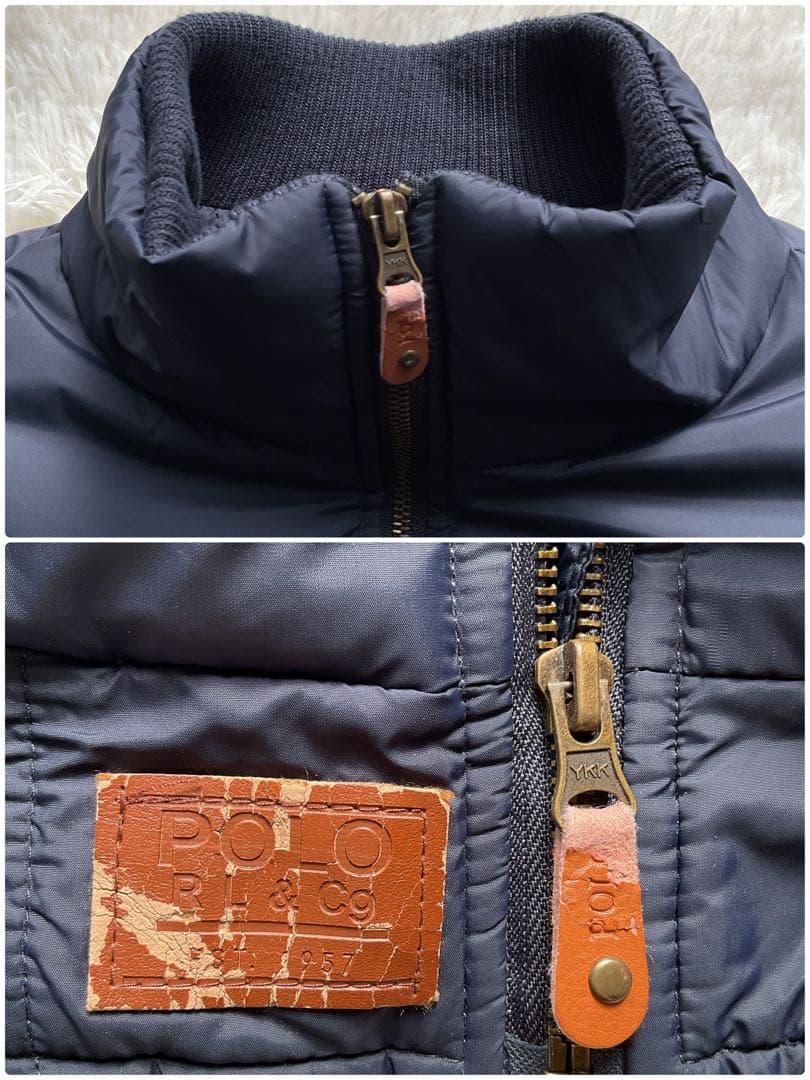 希少✨90's ポロラルフローレン　ポニー　イギリス国旗　ダウンジャケット　紺色