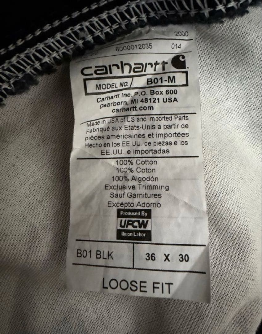 Carhartt（カーハート）B01 ダブルニーW36 USA製　ワンウォッシュ