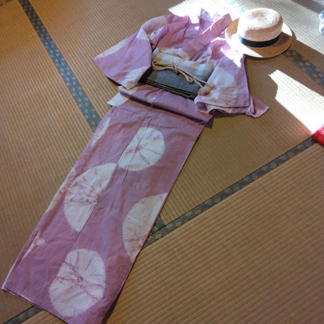 しまさん専用⭐(^^)絞りの浴衣⭐水玉、ピンク薄い紫