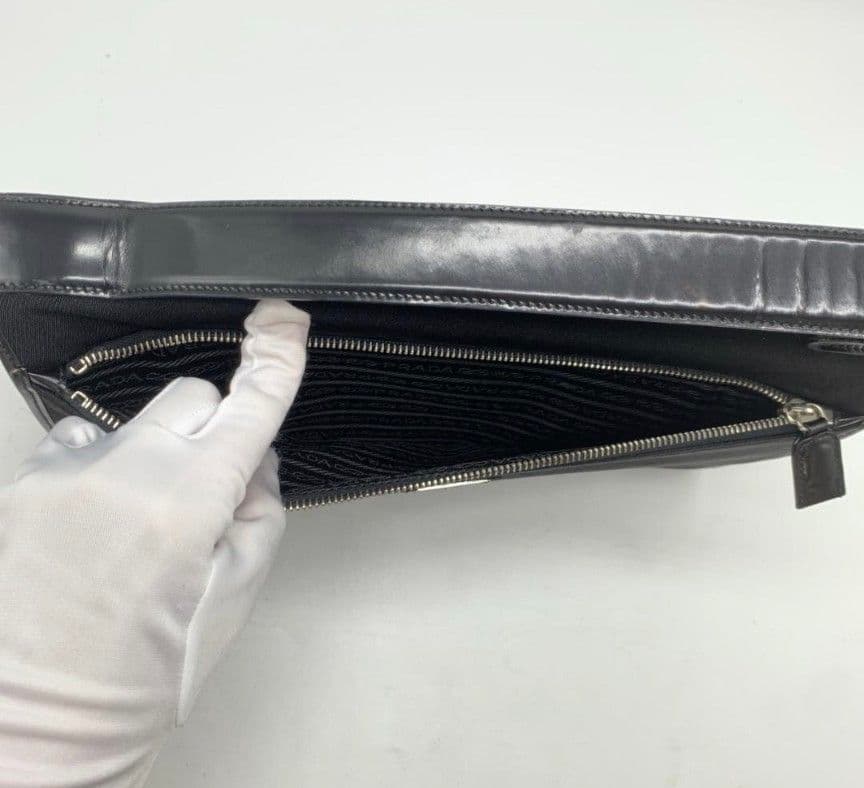 プラダ ハンドバッグ 腕掛け ナイロンキャンバス パテントレザー エナメル