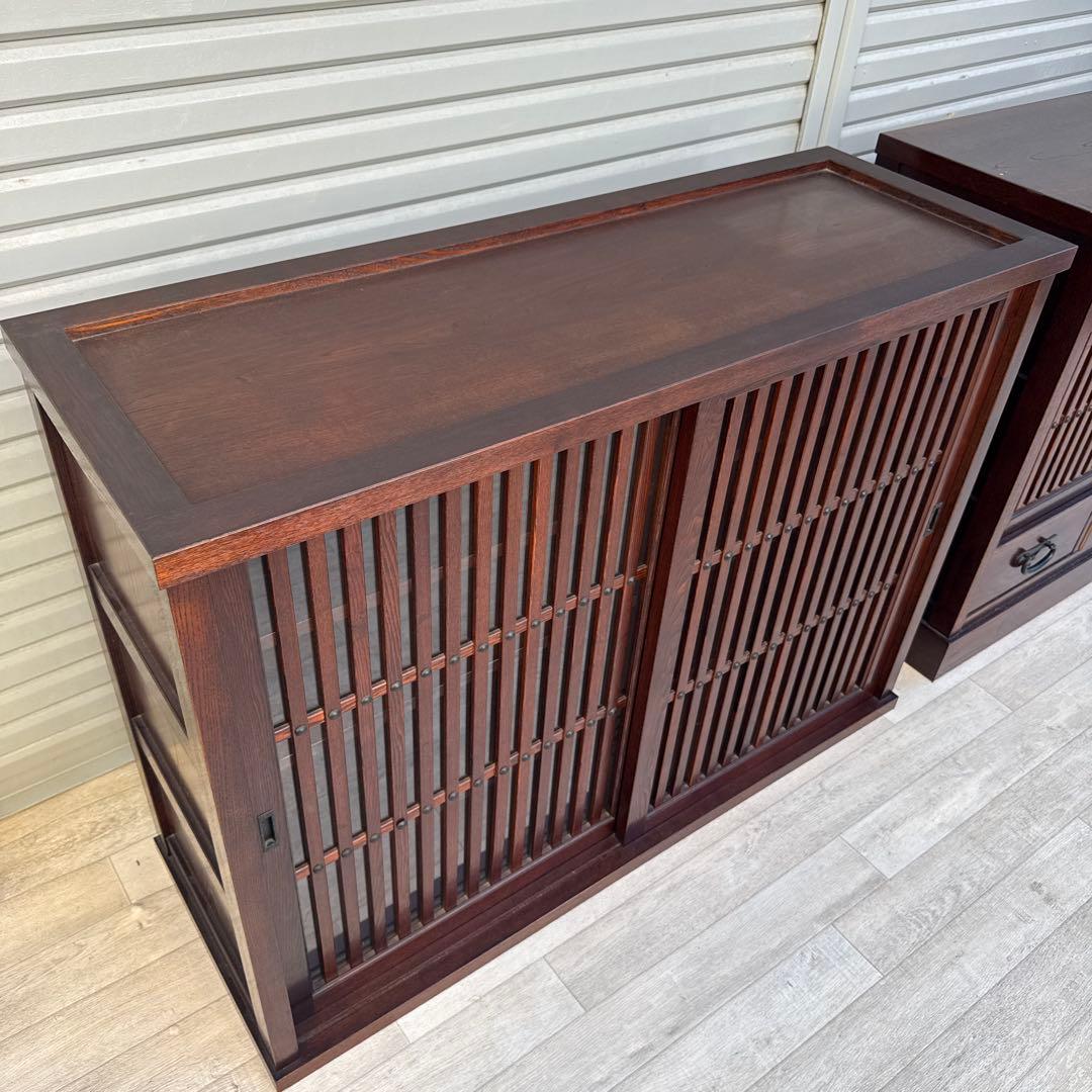 駿河随　食器棚 和風 和室 水屋箪笥 水屋タンス 引き戸 膳戸棚 無垢