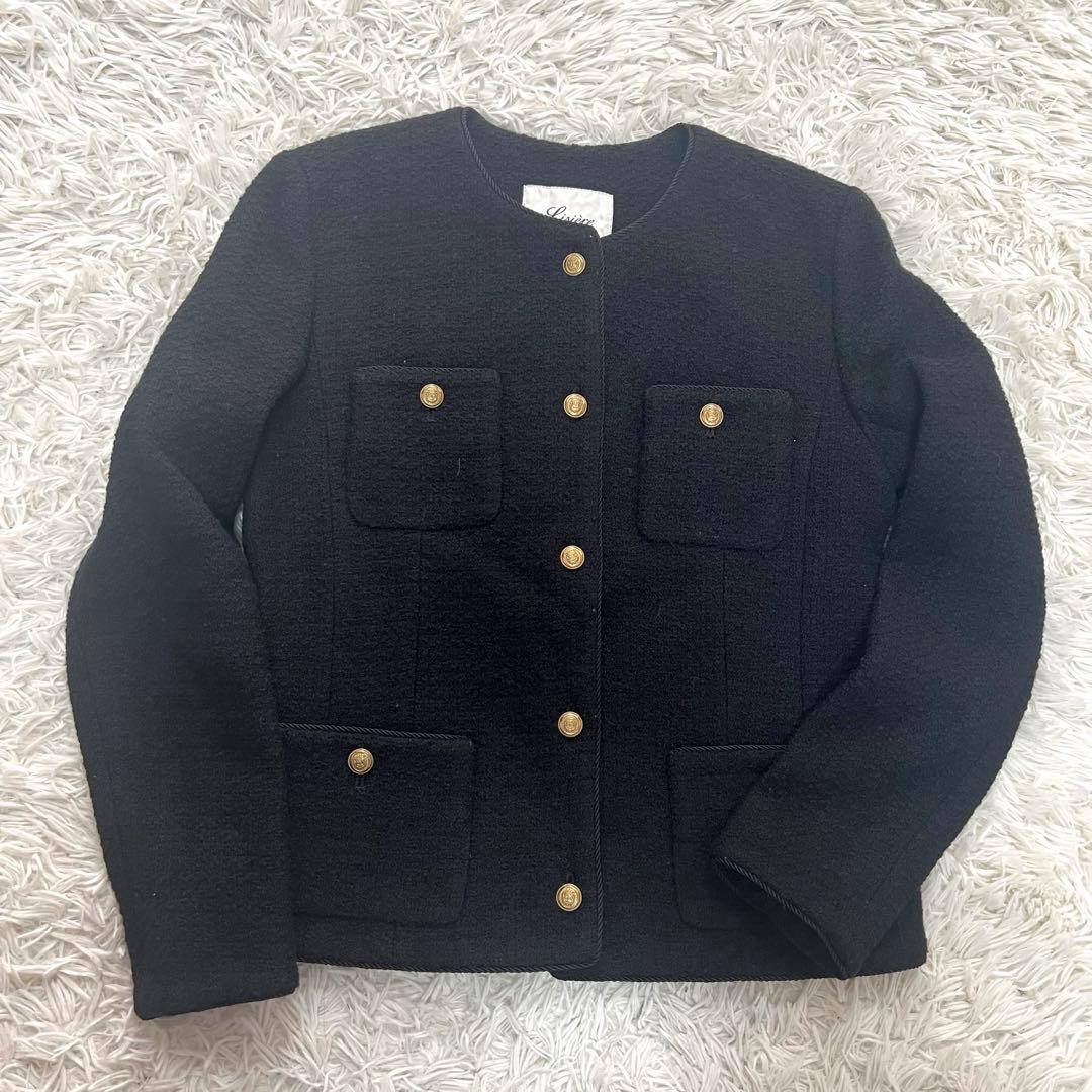 Lisiere ノーカラージャケット 金ボタン ツイードジャケット M