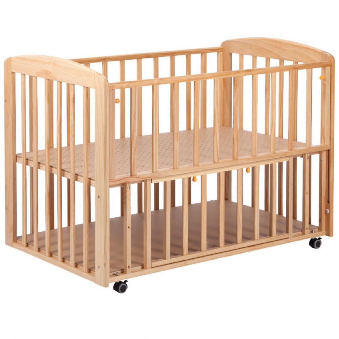 KATOJI カトージ ベビーベッド ナチュラル キャスター 開閉 02127
