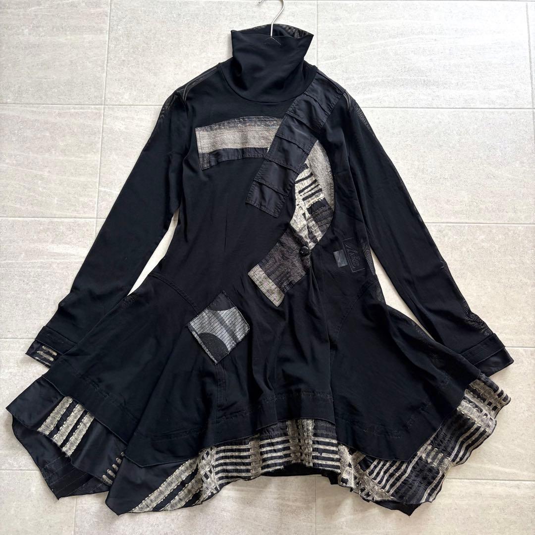 エイココンドウ パワーネット シアー パッチワーク ワンピース チュニック 変形