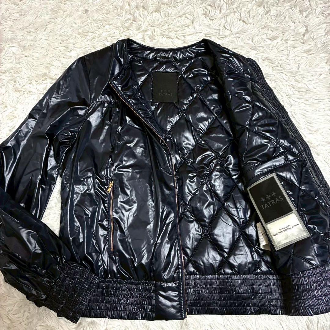 美品/専用ケース付⭐️タトラス　ノーカラーブルゾン　LERICI ダウン ネイビー