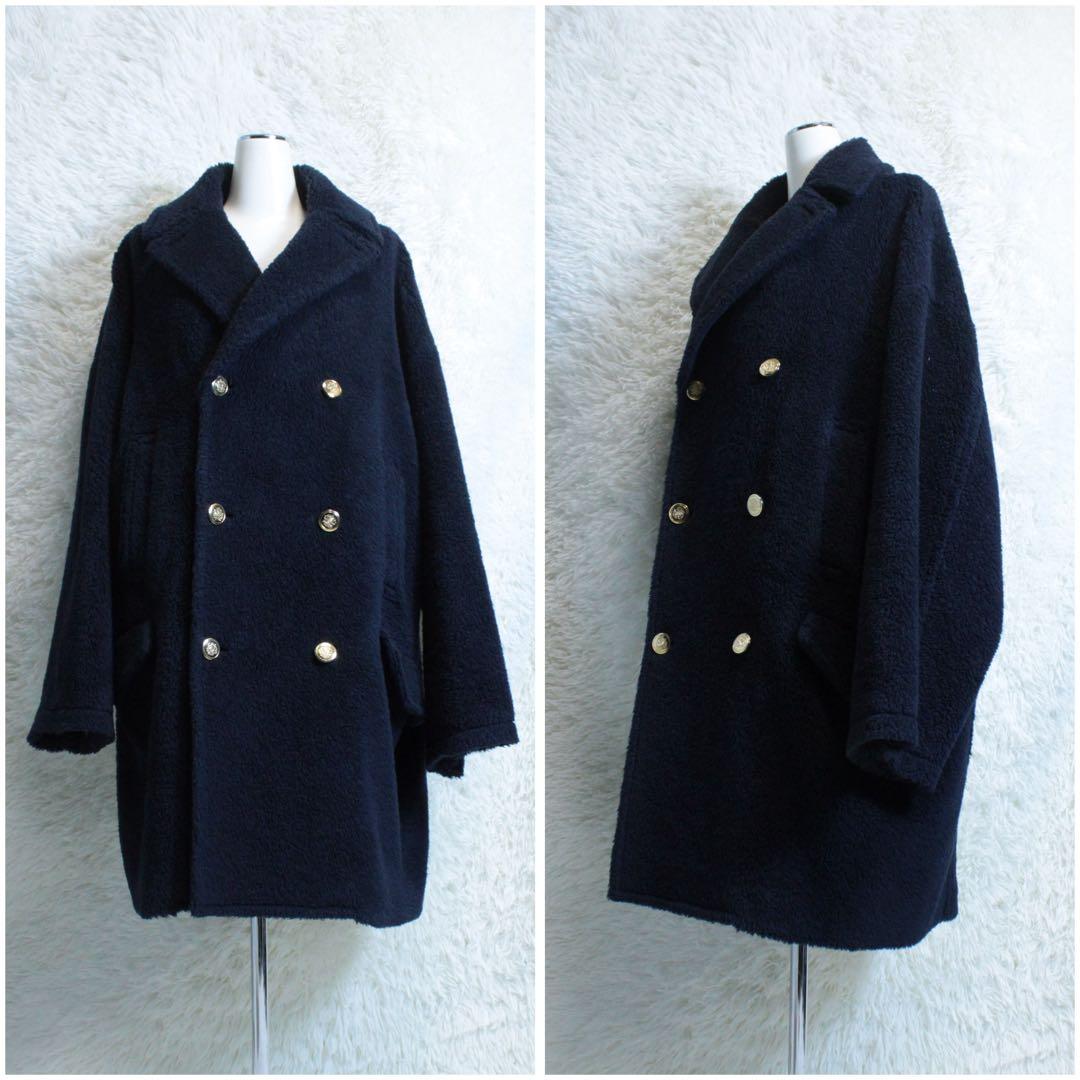 THIRD MAGAZINE サードマガジン 金ボタン付き ボアPコート 紺 M