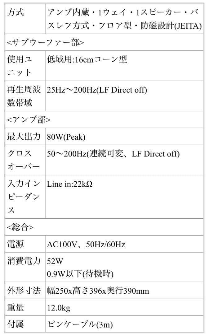 DENON アクティブサブウーハー　DSW-33SG