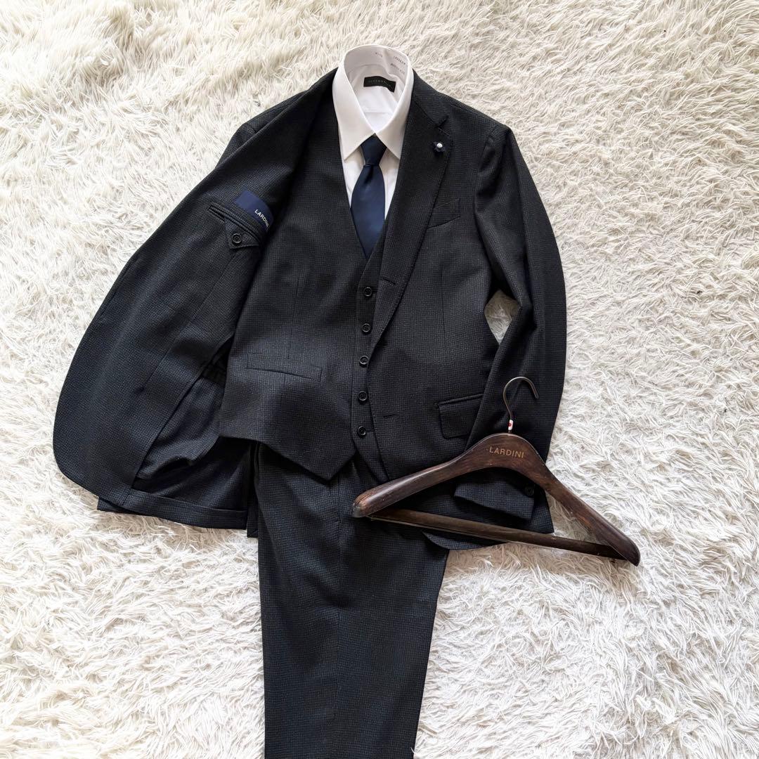 <23年モデル 極美品>LARDINI 新ロゴ ウール 3ピース サイズ44