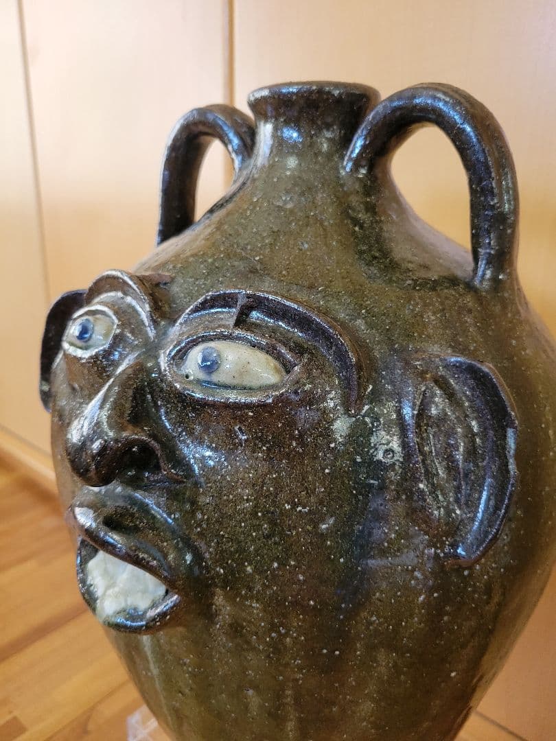 アメリカ南部のフォークアート（民芸） ガラス製の陶器壺 Pottery Jug