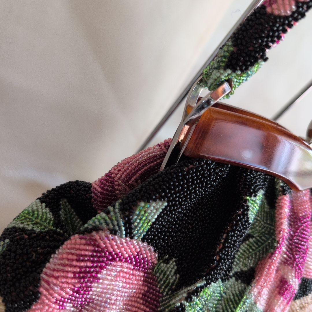 高級和装ビーズ刺繍バック 花柄　和装バック　成人式　 美品