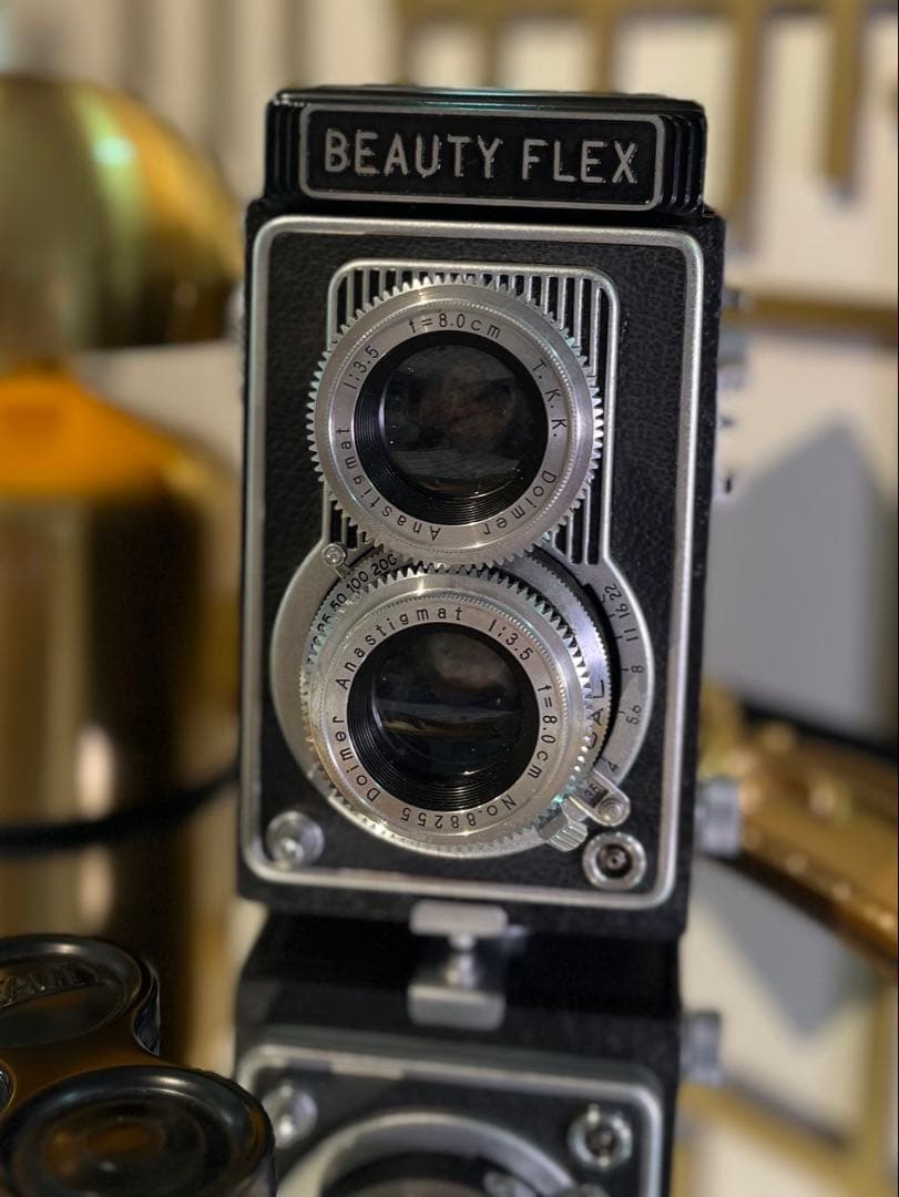 美品☆BEAUTYFLEX 二眼レフ★革ケース外箱付 レトロ装飾美