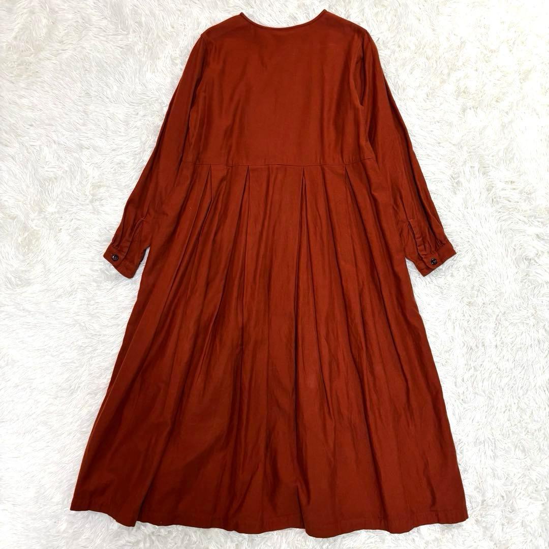 グランマママドーター タック入り フレアロングワンピース オレンジ系 S