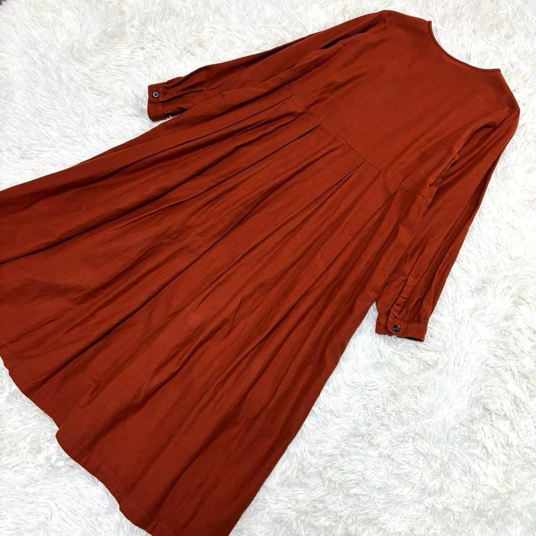 グランマママドーター タック入り フレアロングワンピース オレンジ系 S