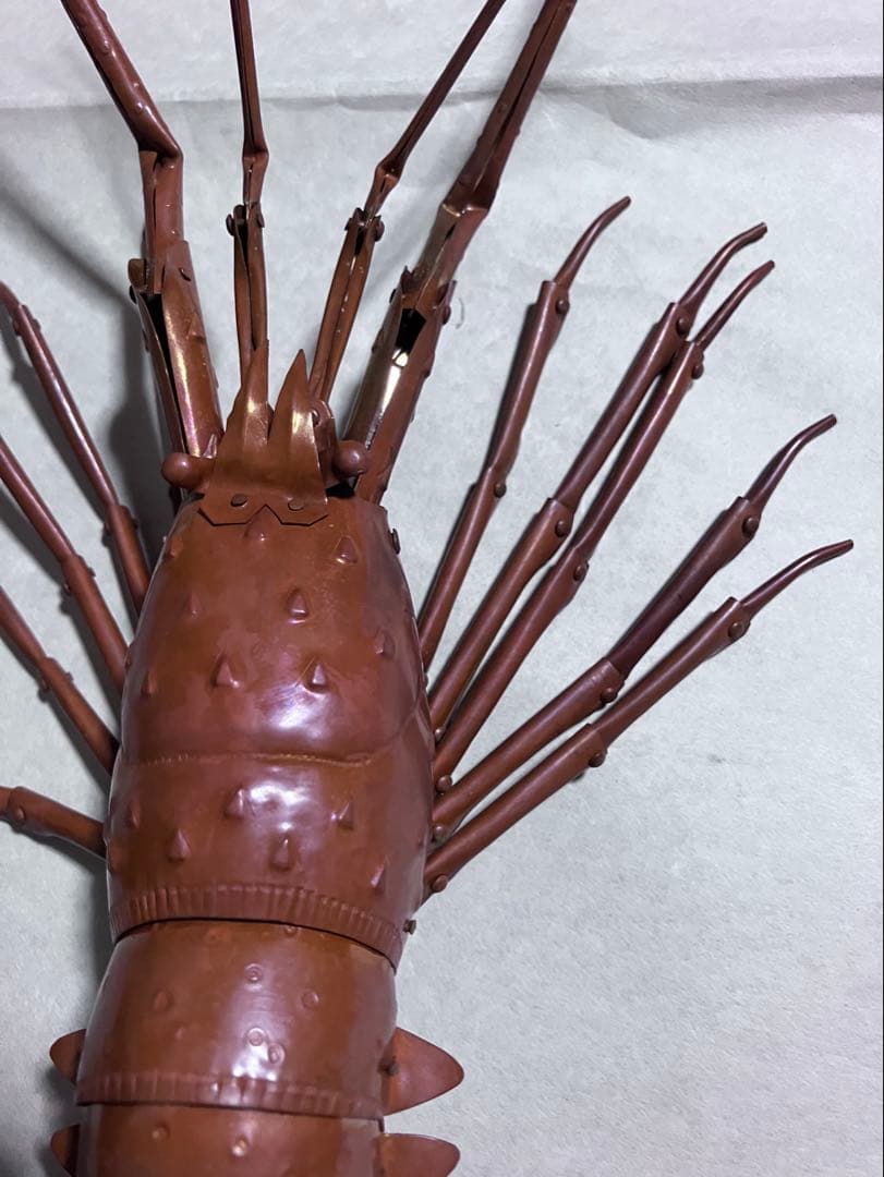 ☆0129 金属製自在置物　海老　五十一代明珍宗之作