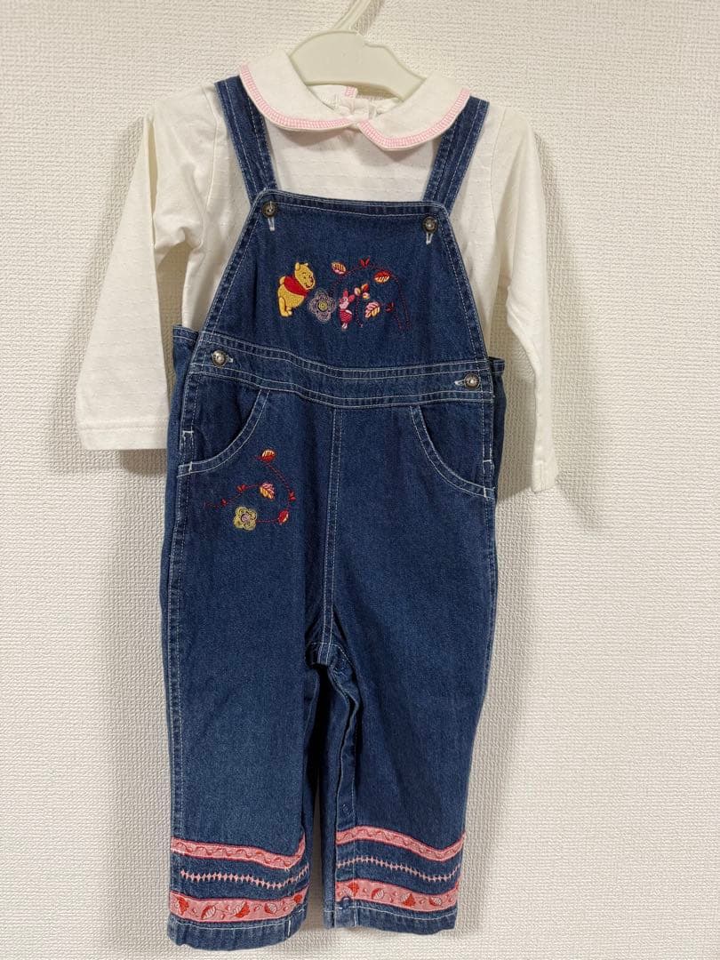プーさん　ベビーロンパース　オーバーオール　ヴィンテージ　古着　24M
