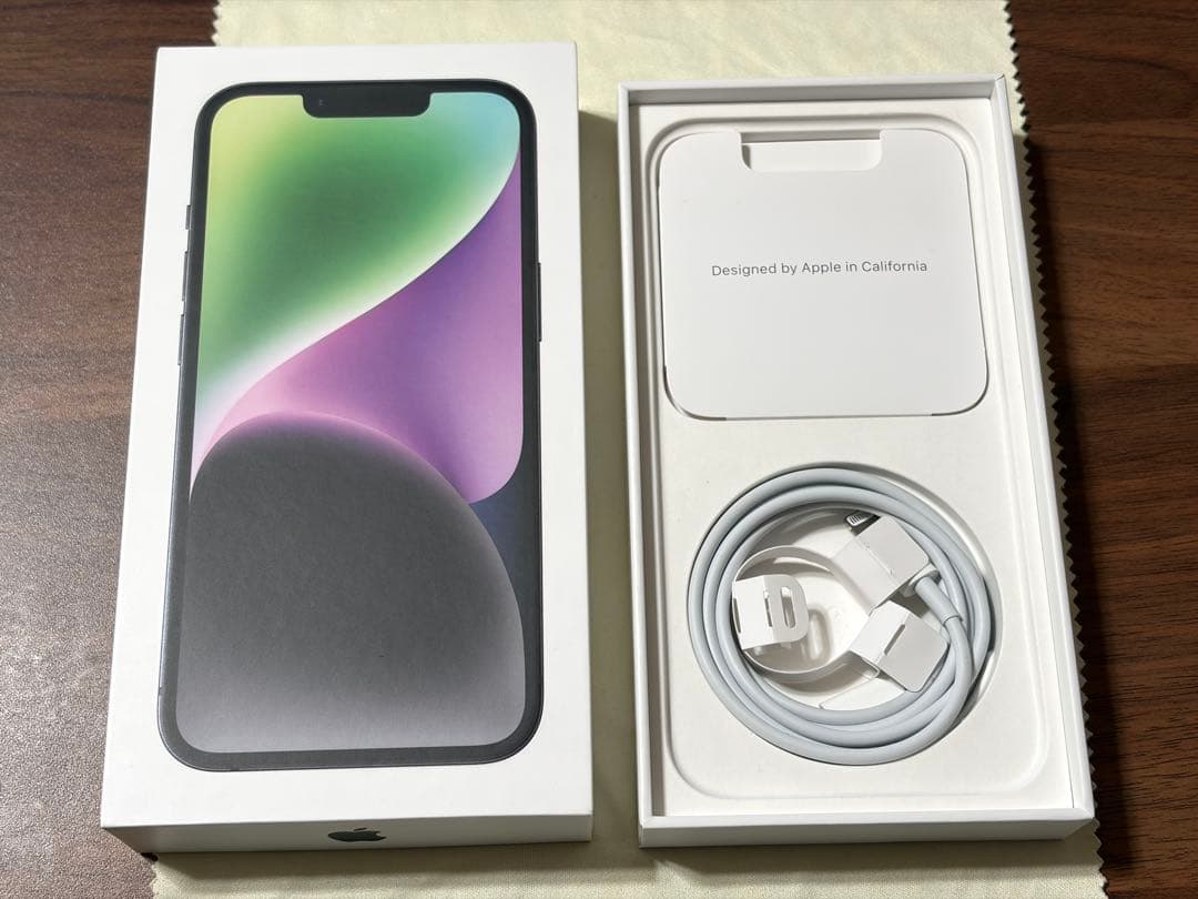 美品 Apple iPhone14ミッドナイト256GB,箱,ケーブル,おまけ付