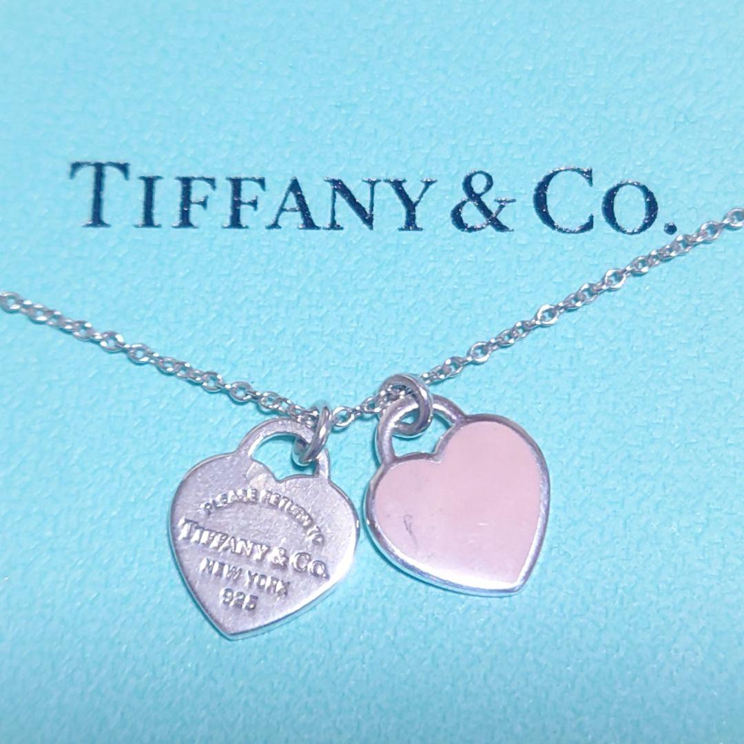 美品 ティファニー ネックレス リターントゥハート ピンクハート ダブル 925