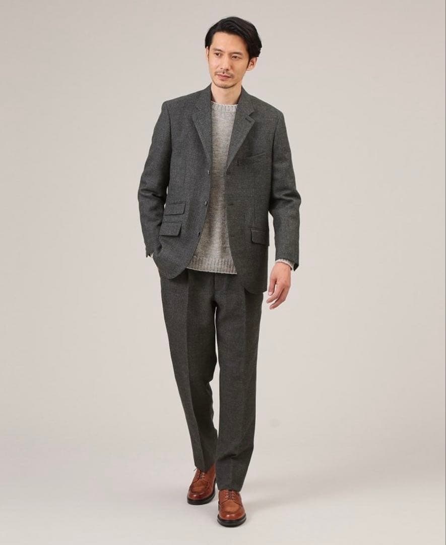 タケオキクチ⭐️ シェットランドウール パンツ グレー M スーツ スラックス