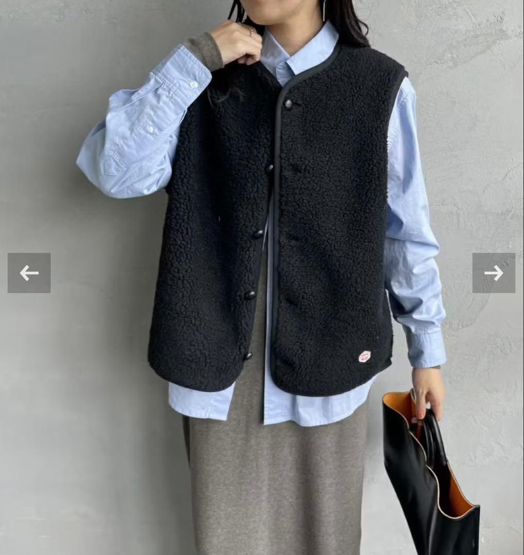 Vincent Mireie ノーカラーボアベスト