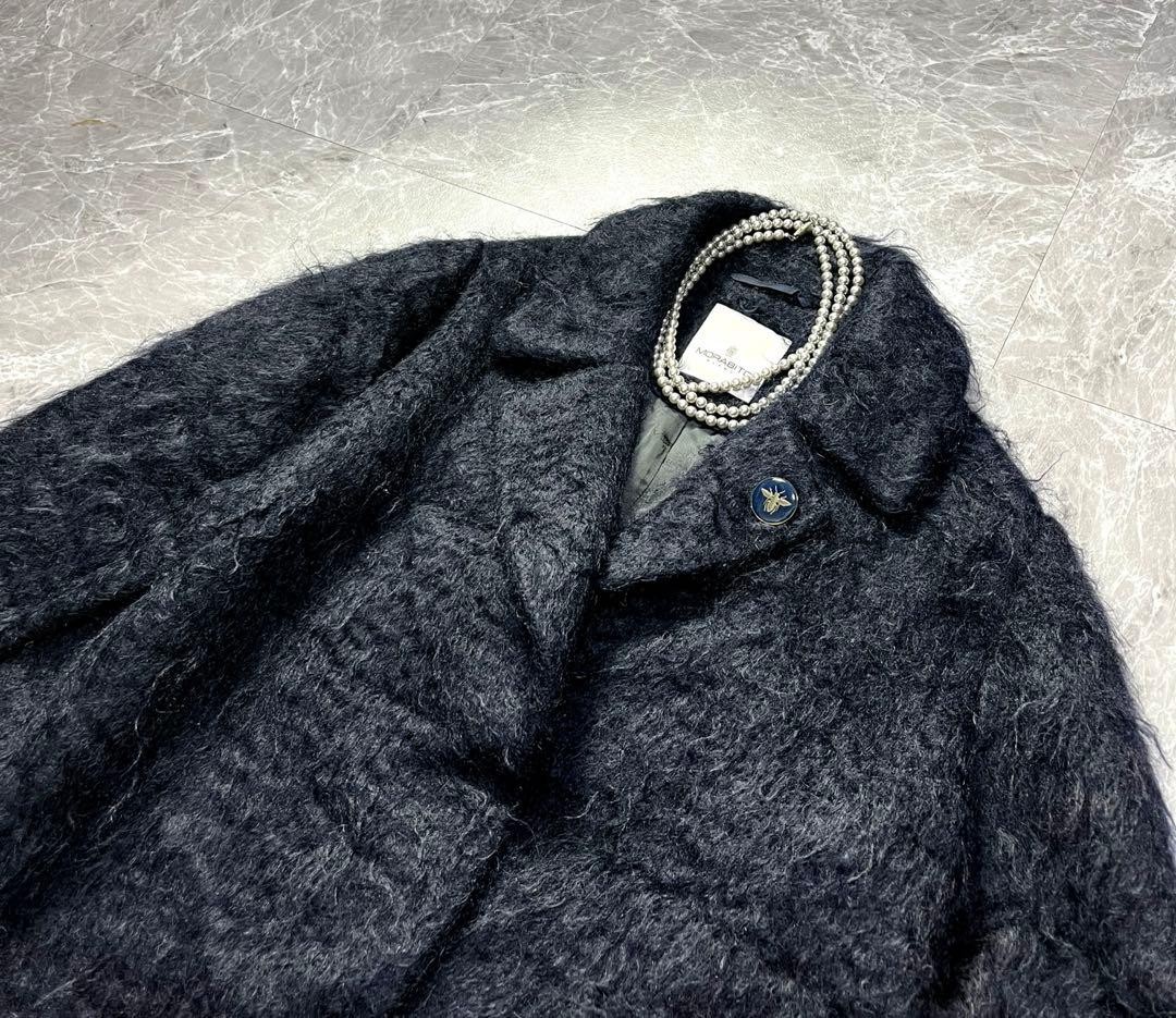 美品MORABITO モラビトネイビーシャギー コート