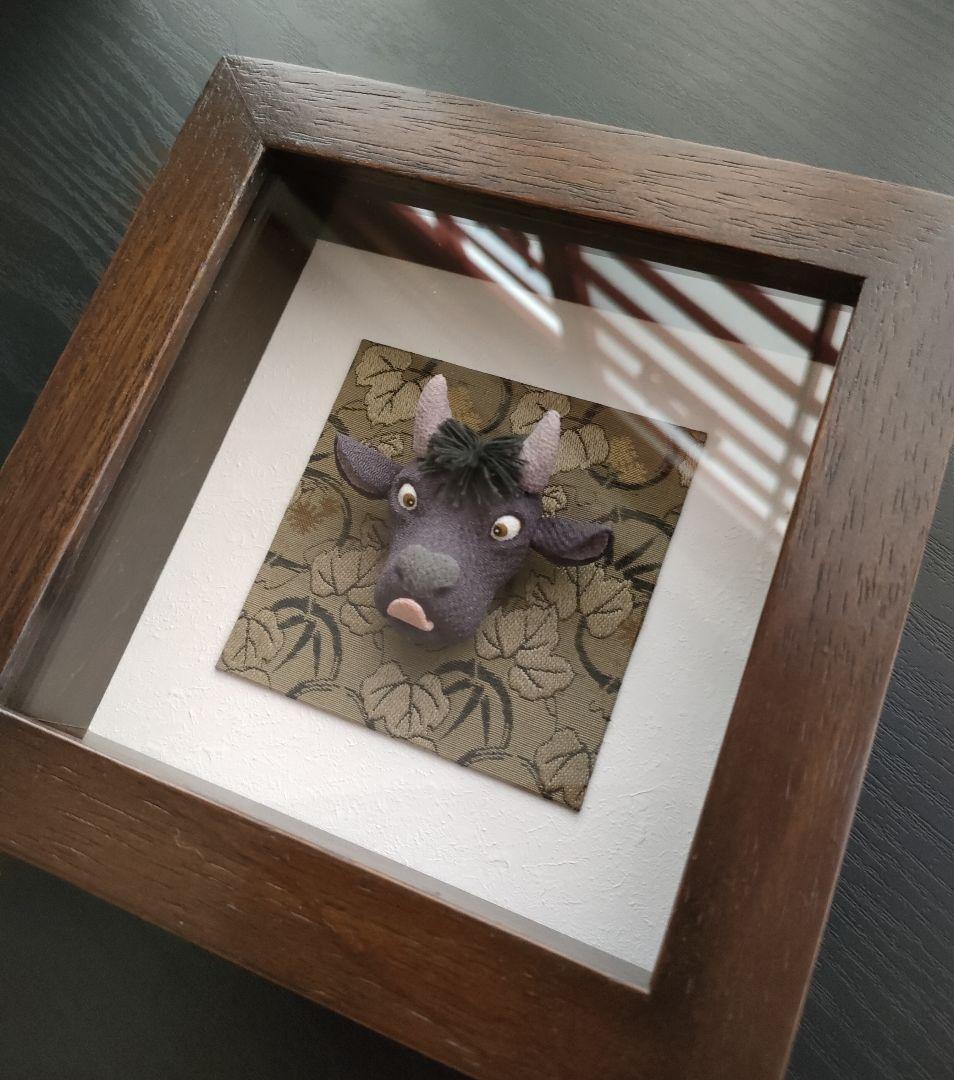 専用ページ　干支　創作人形　インテリア　正月飾り　額装　木製　丑　未　2点