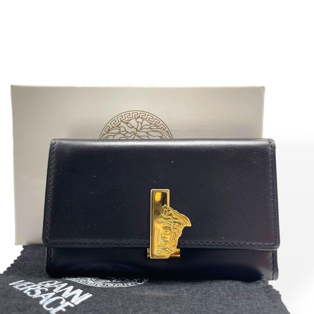 極美品　希少　GIANNI VERSACE　６連キーケース　レザー　保存箱　黒