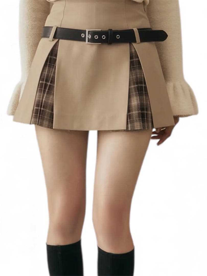 ❤*︎様 ダーリッチ　チェックドッキングミニスカートベージュ　M 匿名配送