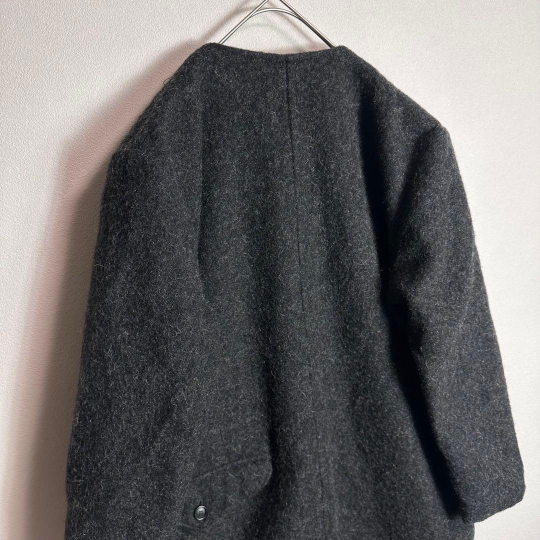 【希少】Y's ヨウジヤマモト　ウールコート　ノーカラー　シャギー　リバーコート