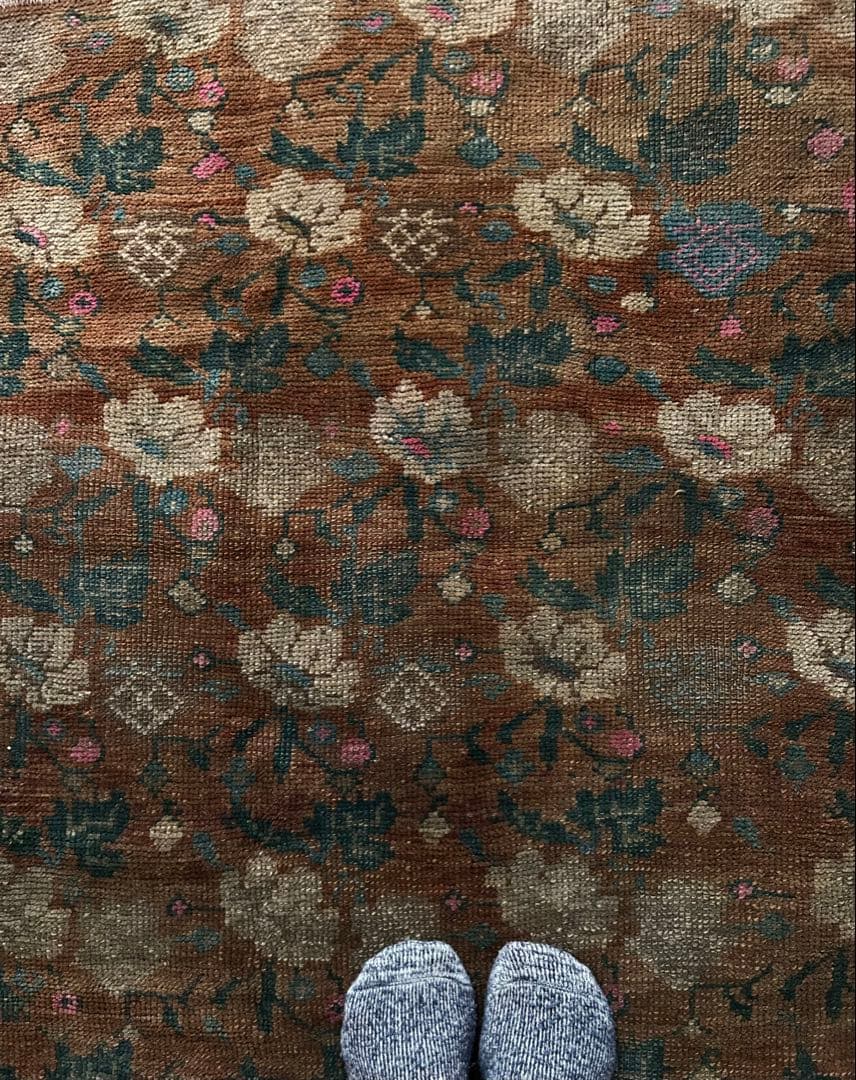 レア柄　Sunset Brown トルコ　ヴィンテージラグ　トルコラグ