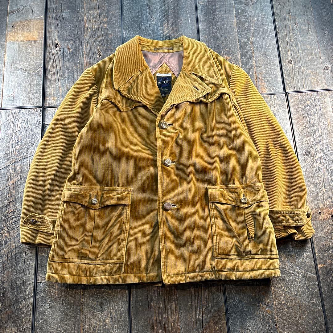 古着　70s ピーターズ　ランチコート　コーデュロイ　ブラウン系　XL.