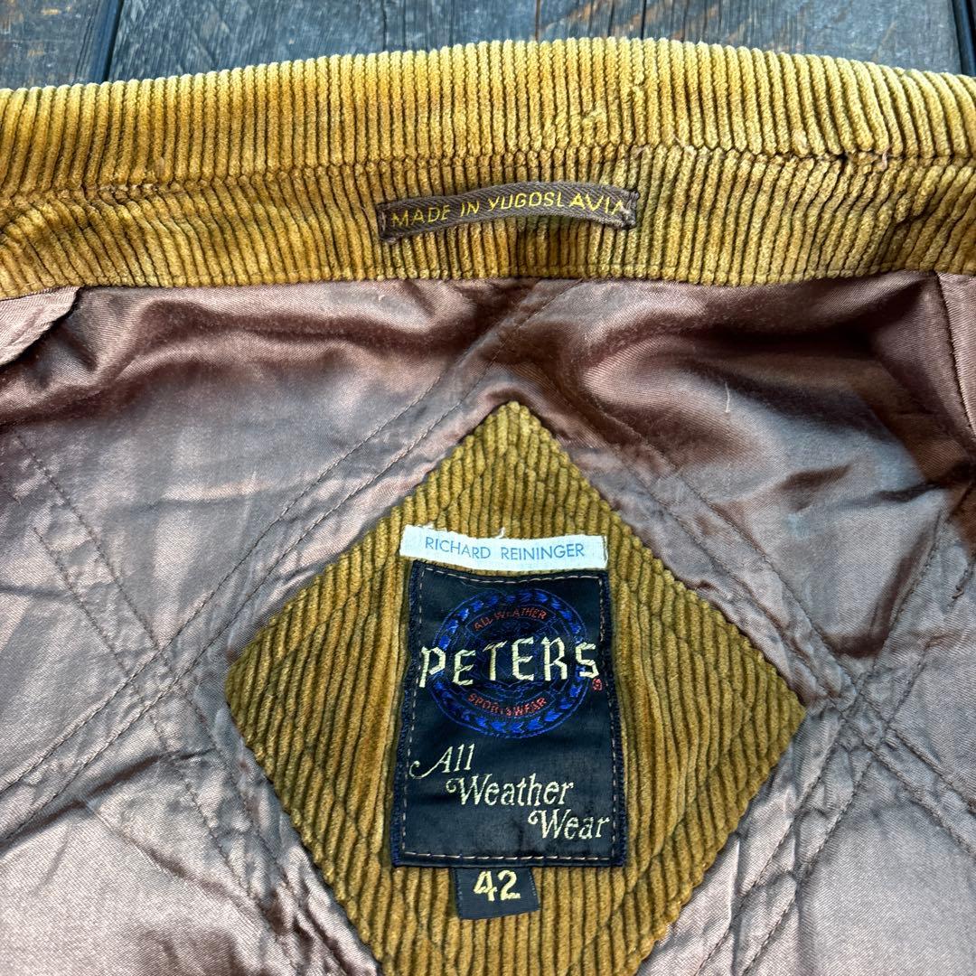 古着　70s ピーターズ　ランチコート　コーデュロイ　ブラウン系　XL.