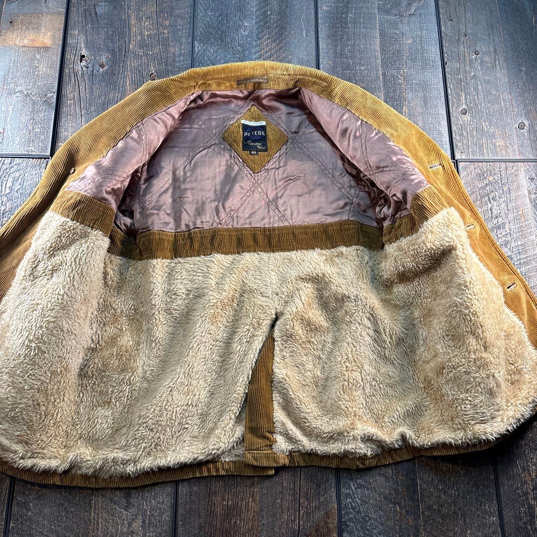 古着　70s ピーターズ　ランチコート　コーデュロイ　ブラウン系　XL.