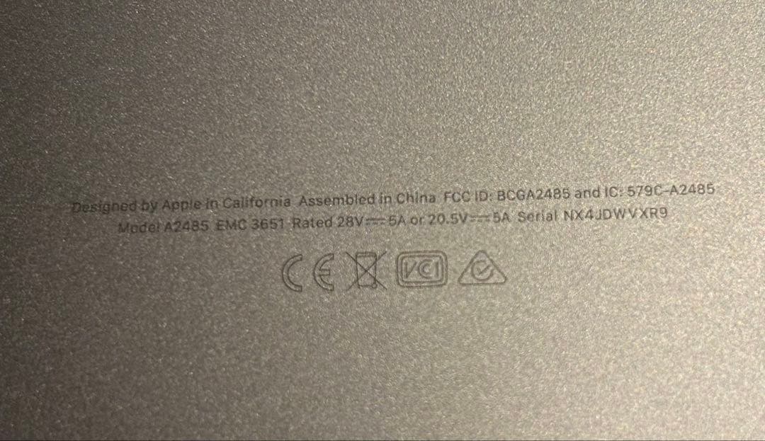 MacBook Pro M1 2021 A2485 16インチ【ジャンク】