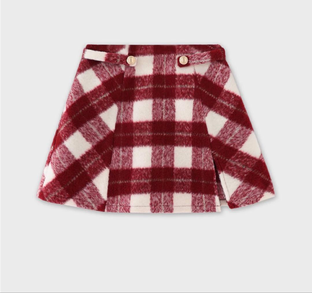 Light shaggy check mini skirt エムエメ