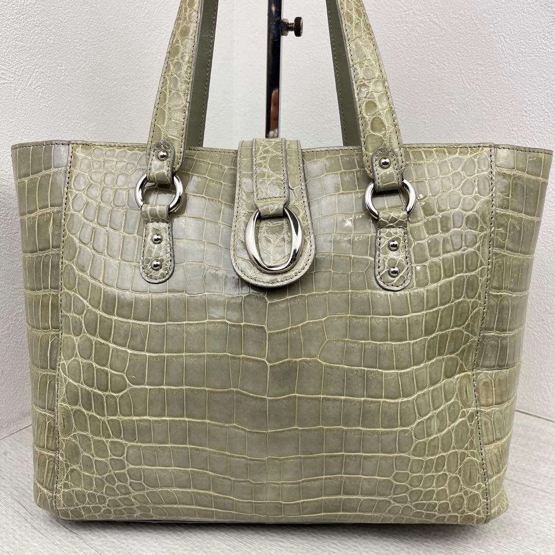 美品✨ SANPO 三宝 クロコダイル ハンドバッグ トートバッグ シャイニング