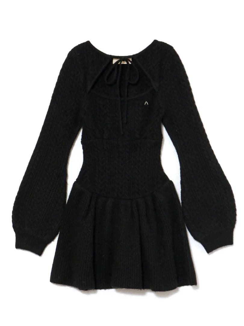 ワンピース ANDMARY Amy cable flare mini dress black