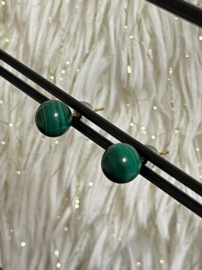 みつ様　純金K18マラカイト天然石2点