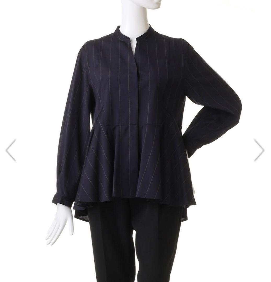 ブライトストライプキーネックブラウス　サイズ38　エブール　ebure