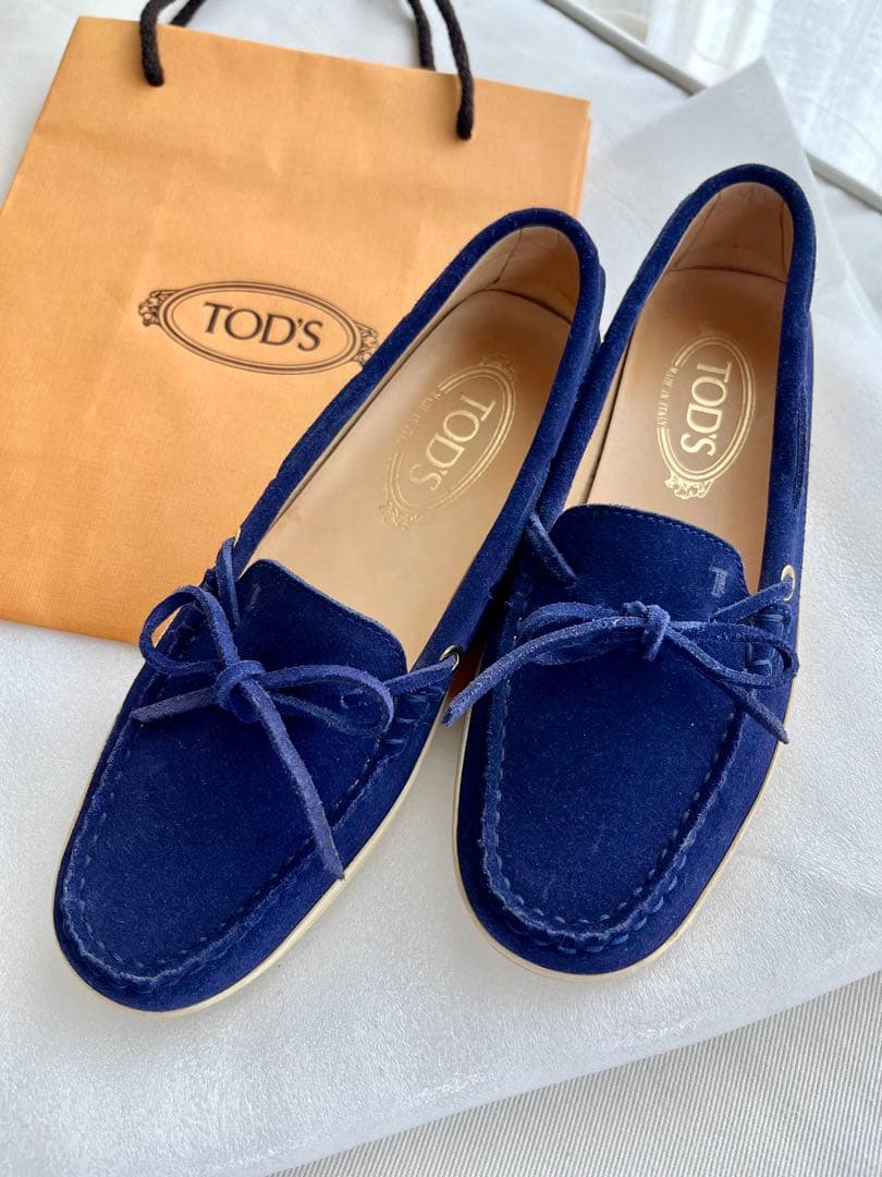 TOD'S ネイビー ローファー スエード 37 23.5cm