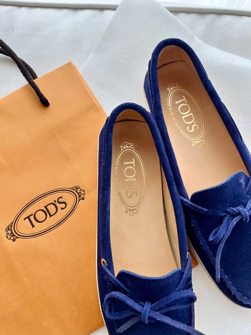 TOD'S ネイビー ローファー スエード 37 23.5cm