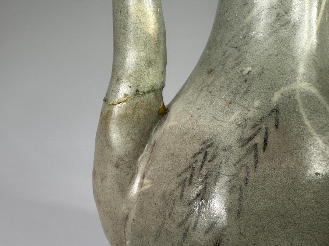 韓国美術　高麗～李朝時代　高麗青磁　象嵌魚柳文　急須　水注　金継　朝鮮古陶磁