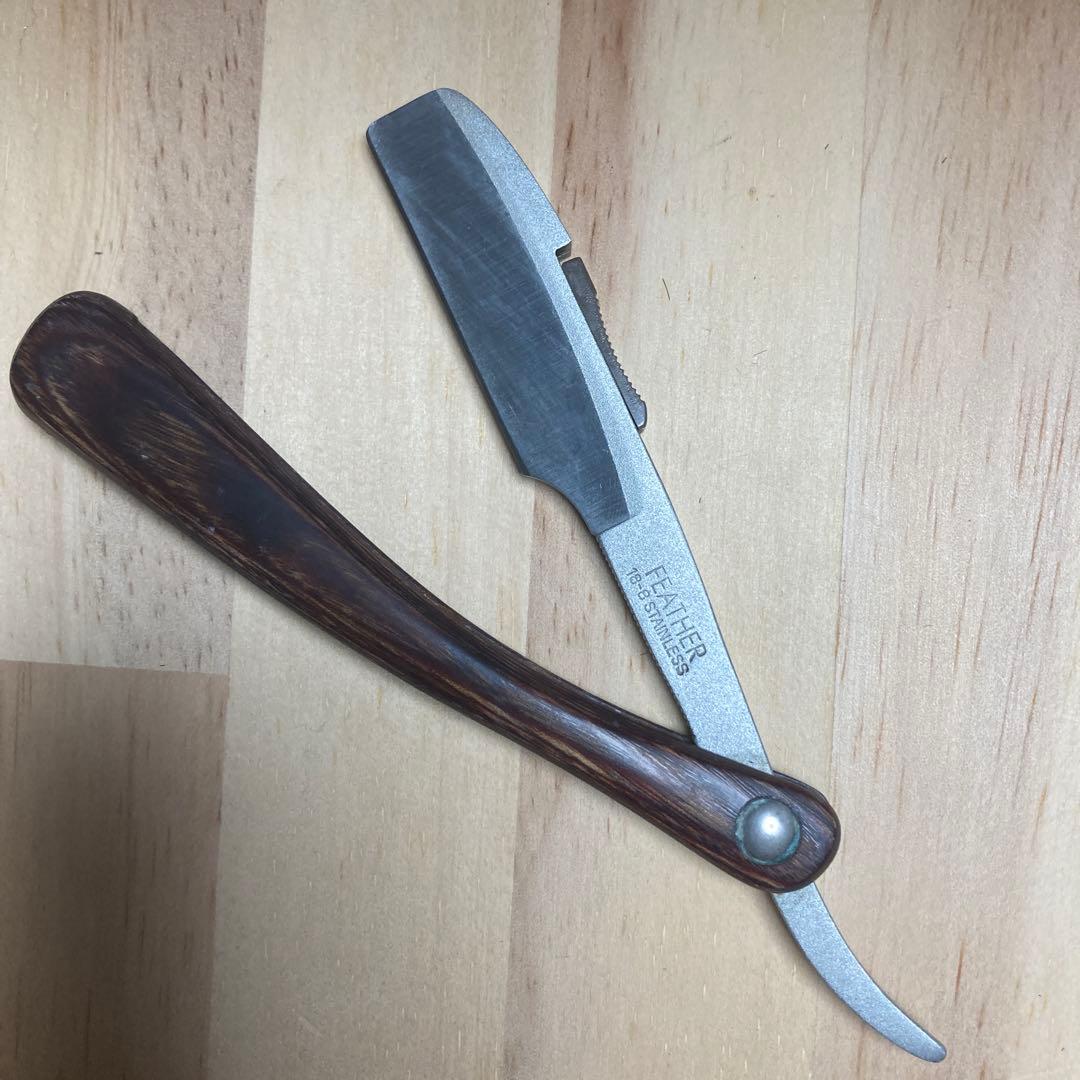 フェザー木製ハンドル ￼レザー