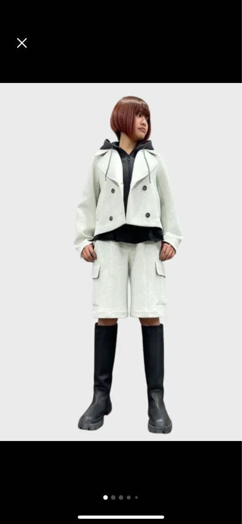 ayane ボンディングハーフ丈カーゴパンツ