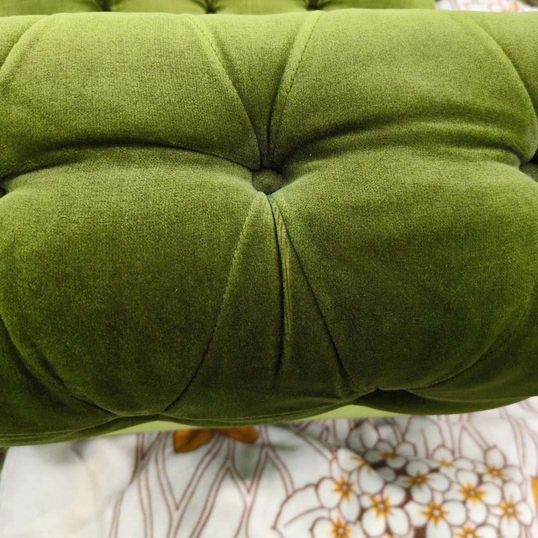 昭和レトロ オールド カリモク グリーン モケット 1人掛け ソファ①ベルベット